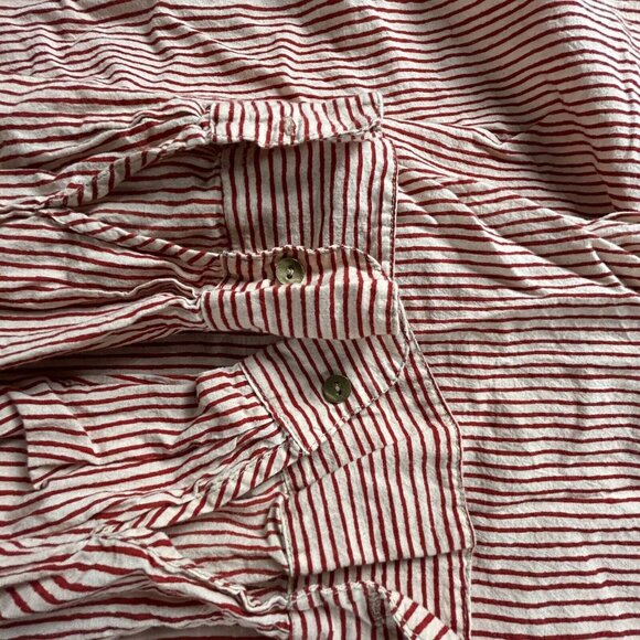 Tancredi & Morgen Women's Long Sleeve Popover Tunic Top Striped Red Hi-Lo Hem - Picture 5 of 8